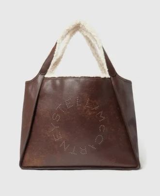 Borsa tote con fodera in peluche con logo