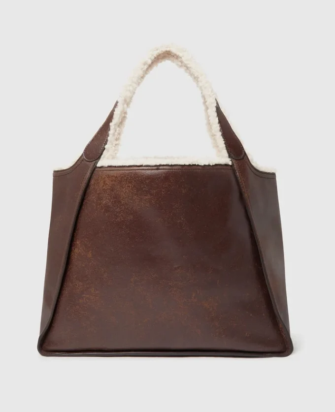 Borsa tote con fodera in peluche con logo