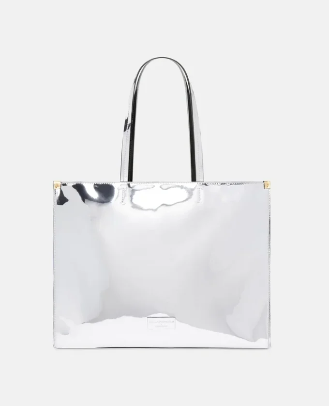 Borsa tote con stampa Sexy Robot effetto cromato a specchio Borsa tote con stampa Sexy Robot effetto cromato a specchio