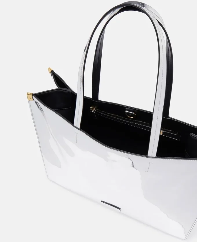 Borsa tote con stampa Sexy Robot effetto cromato a specchio Borsa tote con stampa Sexy Robot effetto cromato a specchio