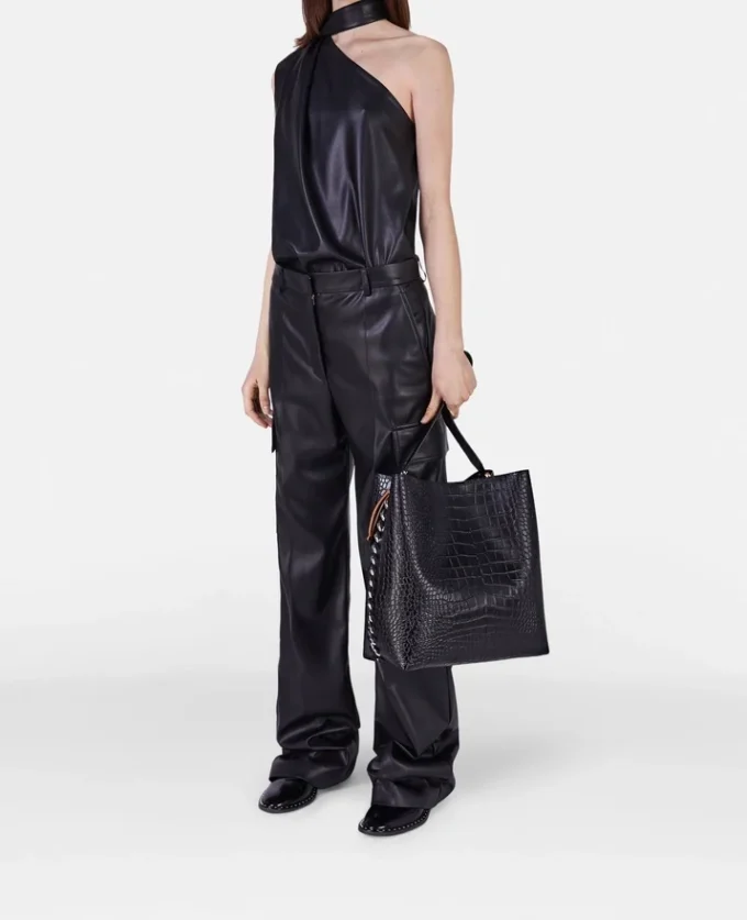 Borsa tote Frayme con effetto coccodrillo goffrato