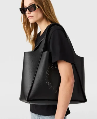 Borsa tote grande con logo e borchie