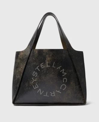 Borsa tote grande con logo invecchiato