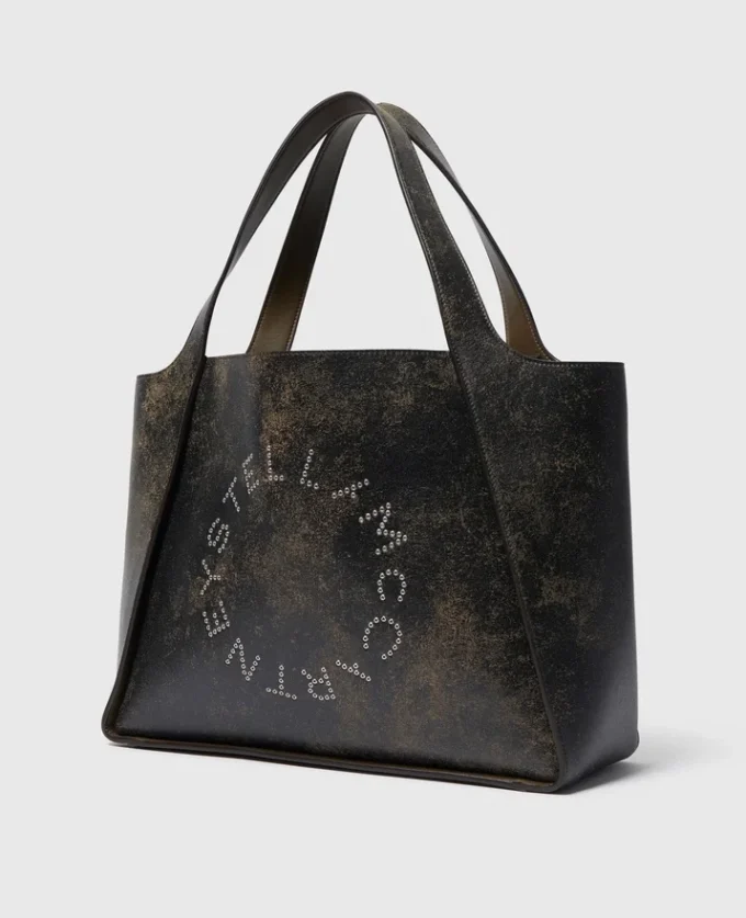 Borsa tote grande con logo invecchiato Borsa tote grande con logo invecchiato