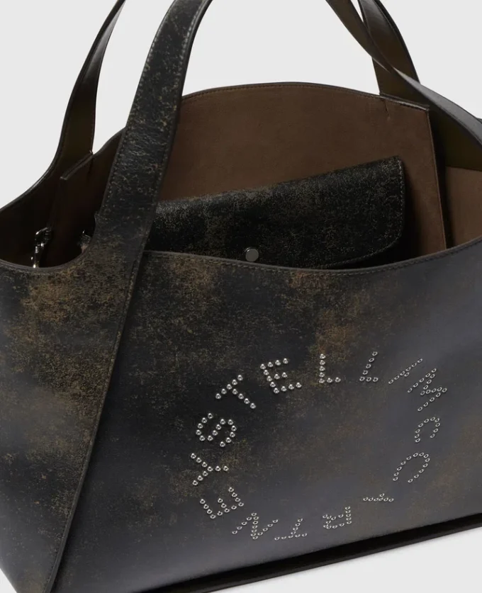 Borsa tote grande con logo invecchiato Borsa tote grande con logo invecchiato