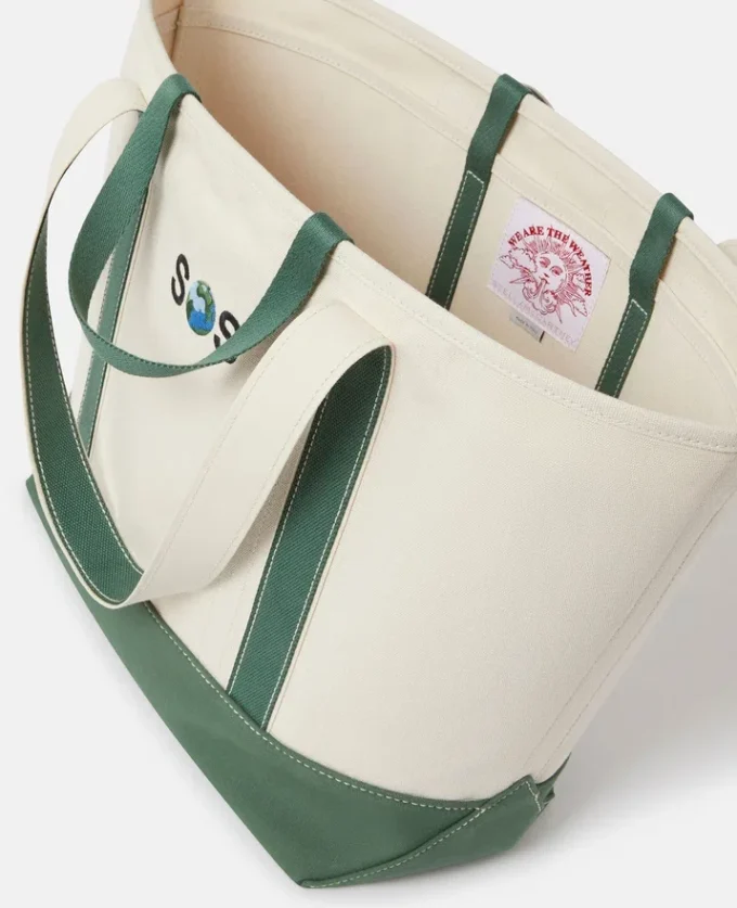 Borsa tote grande con ricamo SOS Borsa tote grande con ricamo SOS