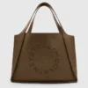 Borsa tote grande in pelle scamosciata con logo