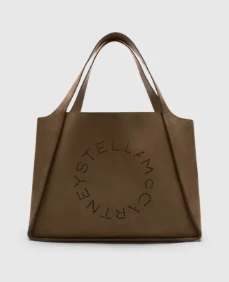 Borsa tote grande in pelle scamosciata con logo