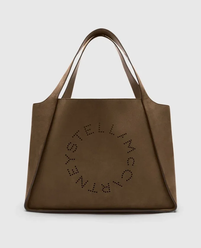 Borsa tote grande in pelle scamosciata con logo