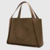 Borsa tote grande in pelle scamosciata con logo
