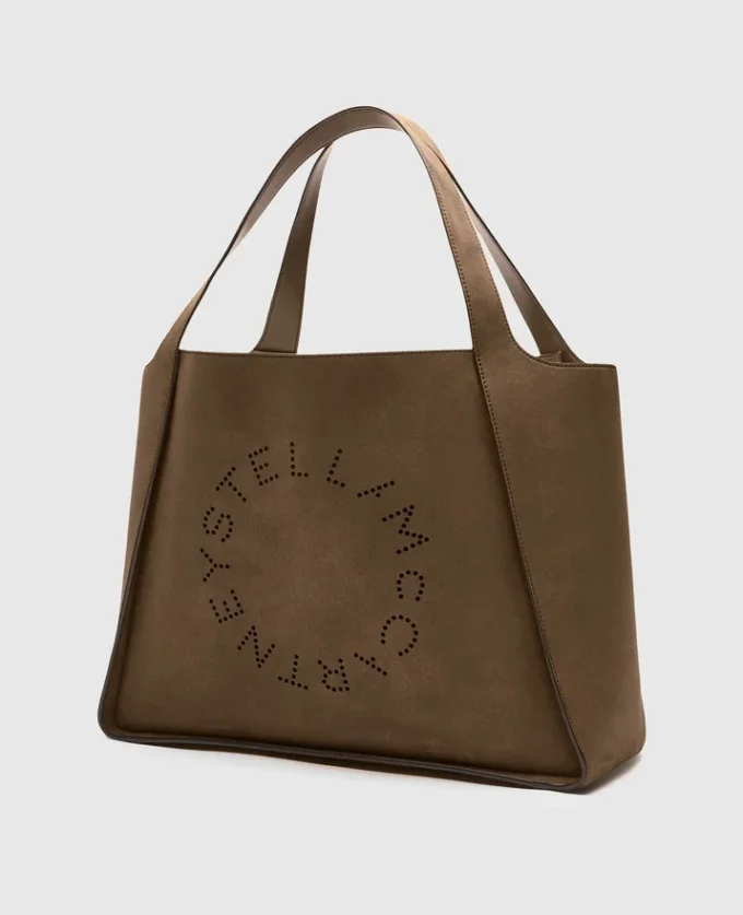 Borsa tote grande in pelle scamosciata con logo