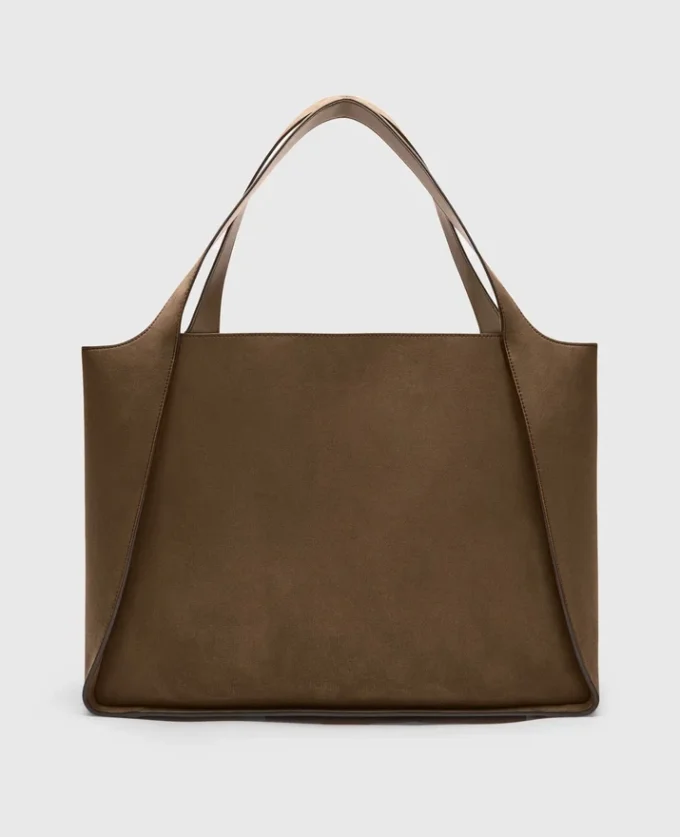 Borsa tote grande in pelle scamosciata con logo