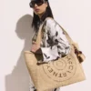 Borsa tote grande in rafia con logo Borsa tote grande in rafia con logo