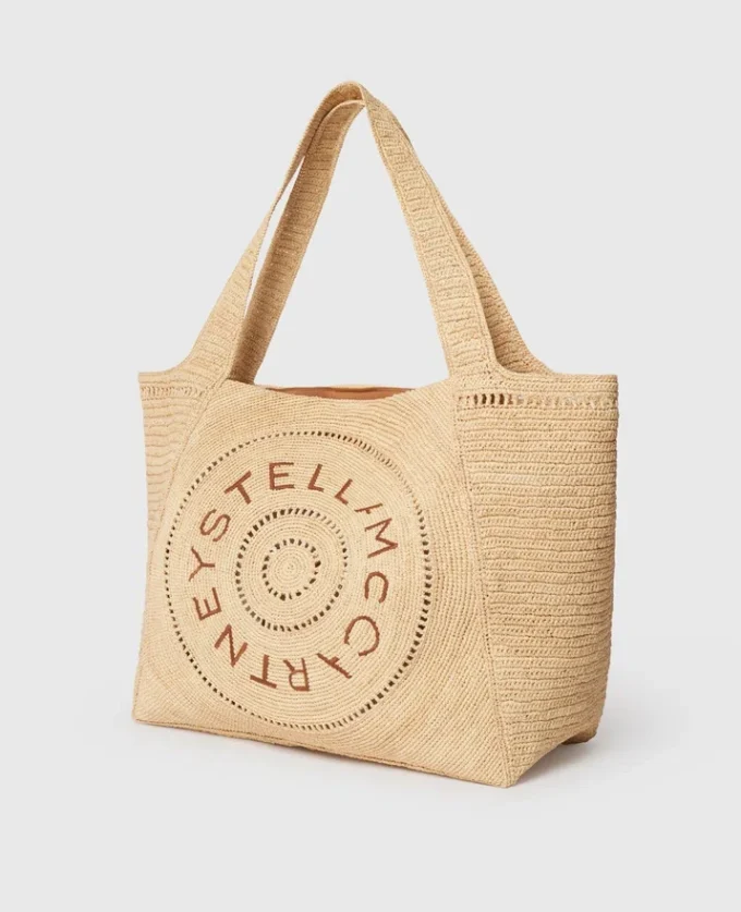 Borsa tote grande in rafia con logo Borsa tote grande in rafia con logo