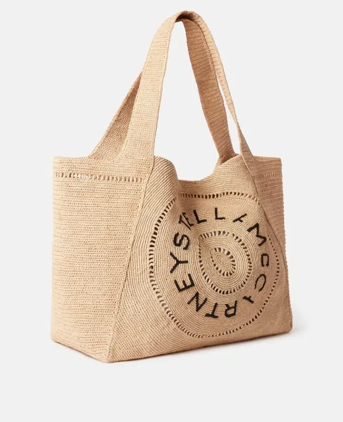 Borsa tote grande in rafia con logo Borsa tote grande in rafia con logo