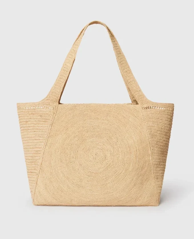 Borsa tote grande in rafia con logo Borsa tote grande in rafia con logo