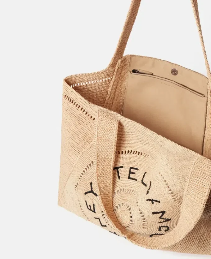 Borsa tote grande in rafia con logo Borsa tote grande in rafia con logo