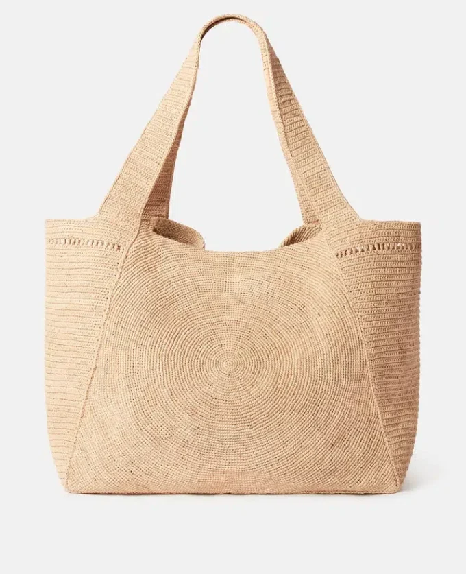 Borsa tote grande in rafia con logo Borsa tote grande in rafia con logo