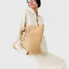 Borsa tote grande in rafia con logo Borsa tote grande in rafia con logo
