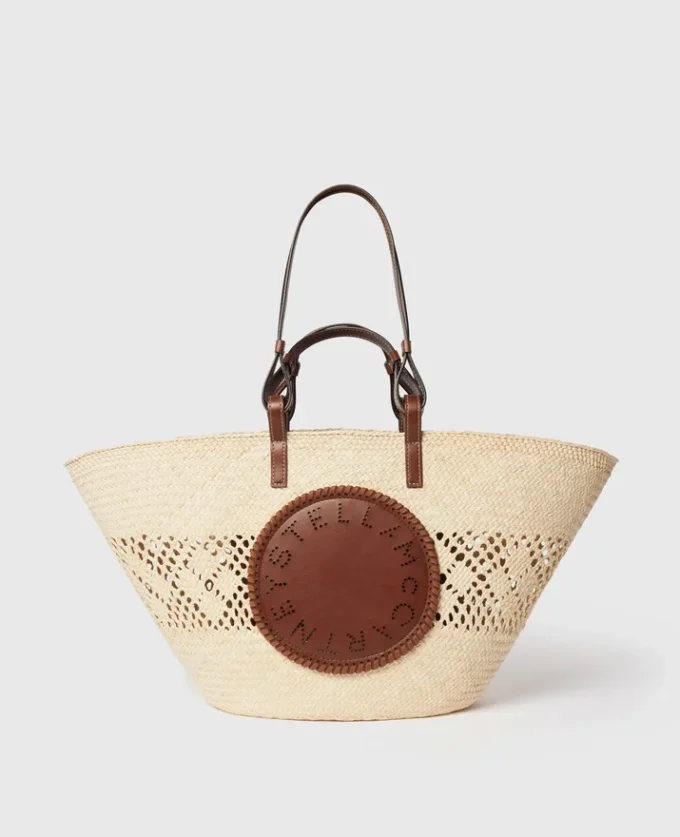 Borsa tote grande in rafia lavorata all’uncinetto con logo Borsa tote grande in rafia lavorata all’uncinetto con logo