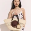 Borsa tote grande in rafia lavorata all’uncinetto con logo Borsa tote grande in rafia lavorata all’uncinetto con logo