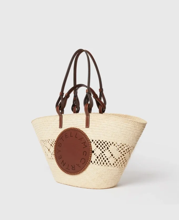 Borsa tote grande in rafia lavorata all’uncinetto con logo Borsa tote grande in rafia lavorata all’uncinetto con logo