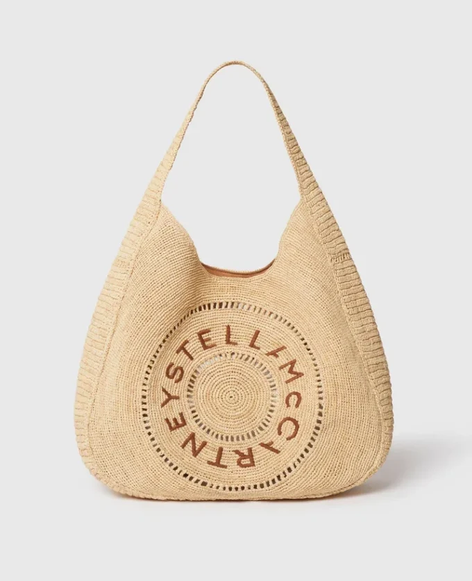 Borsa tote grande Logo Raffia Slouchy Borsa tote grande Logo Raffia Slouchy