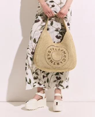 Borsa tote grande Logo Raffia Slouchy