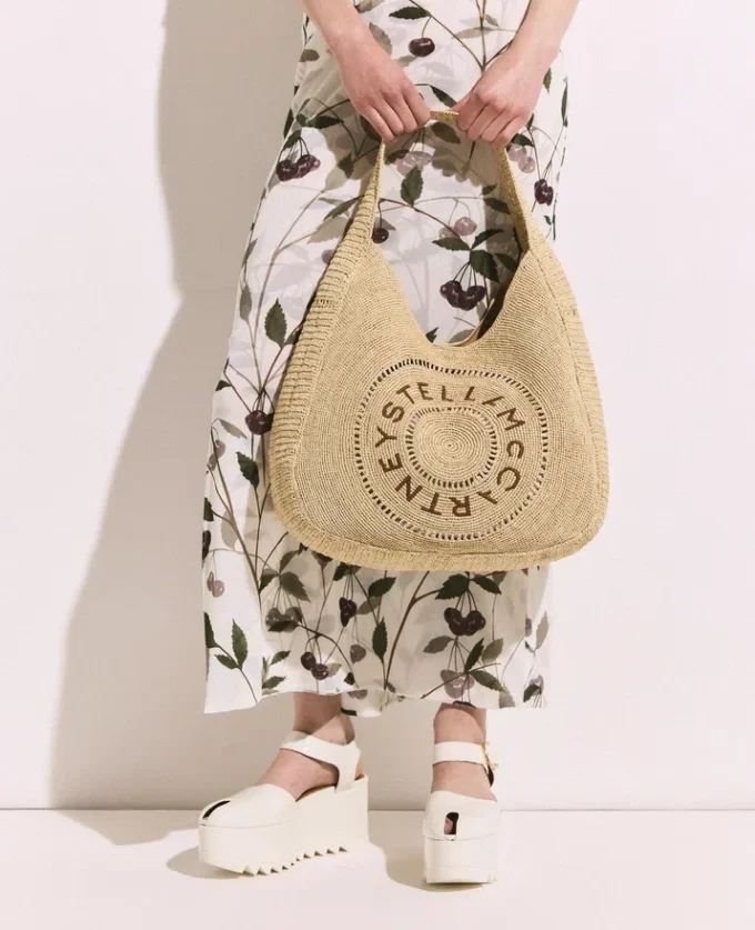Borsa tote grande Logo Raffia Slouchy Borsa tote grande Logo Raffia Slouchy