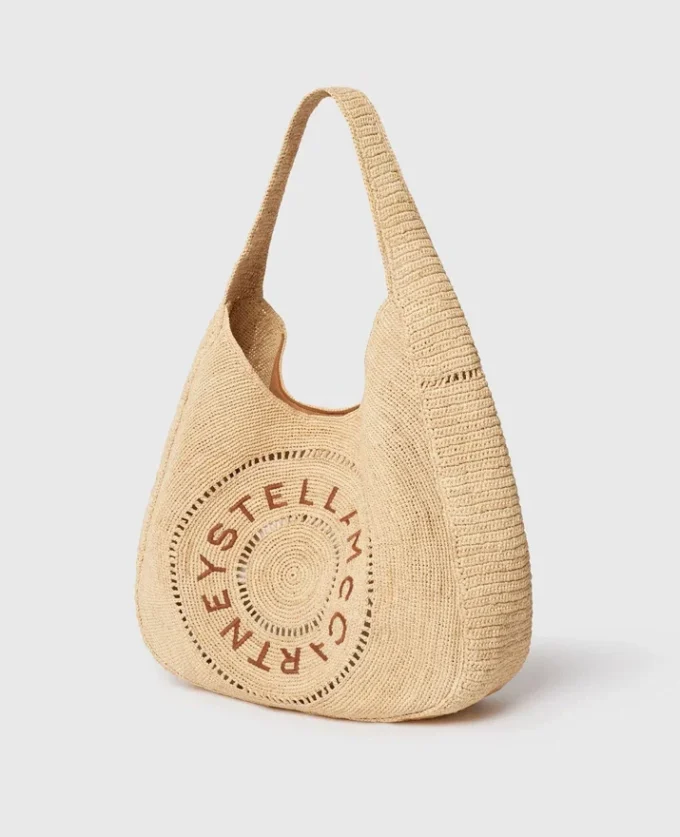 Borsa tote grande Logo Raffia Slouchy Borsa tote grande Logo Raffia Slouchy
