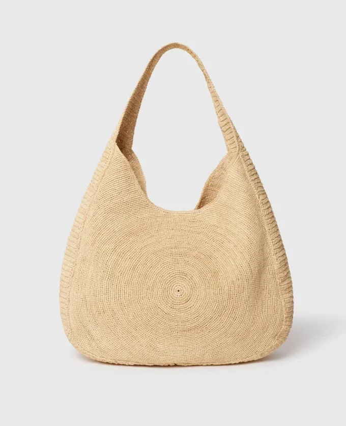 Borsa tote grande Logo Raffia Slouchy Borsa tote grande Logo Raffia Slouchy