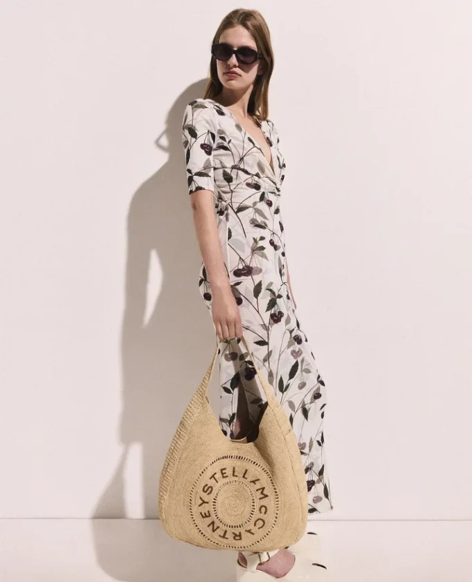 Borsa tote grande Logo Raffia Slouchy Borsa tote grande Logo Raffia Slouchy