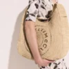 Borsa tote grande Logo Raffia Slouchy Borsa tote grande Logo Raffia Slouchy