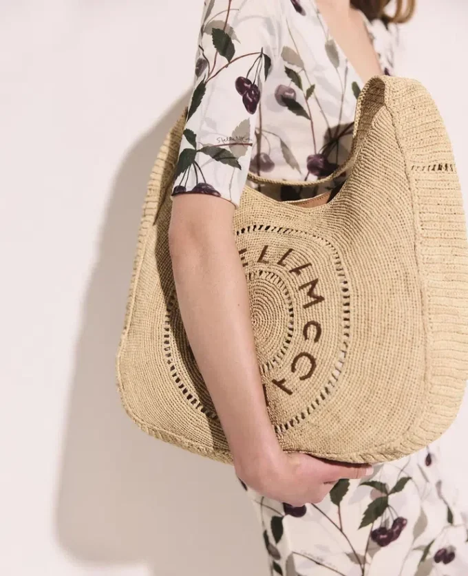 Borsa tote grande Logo Raffia Slouchy Borsa tote grande Logo Raffia Slouchy