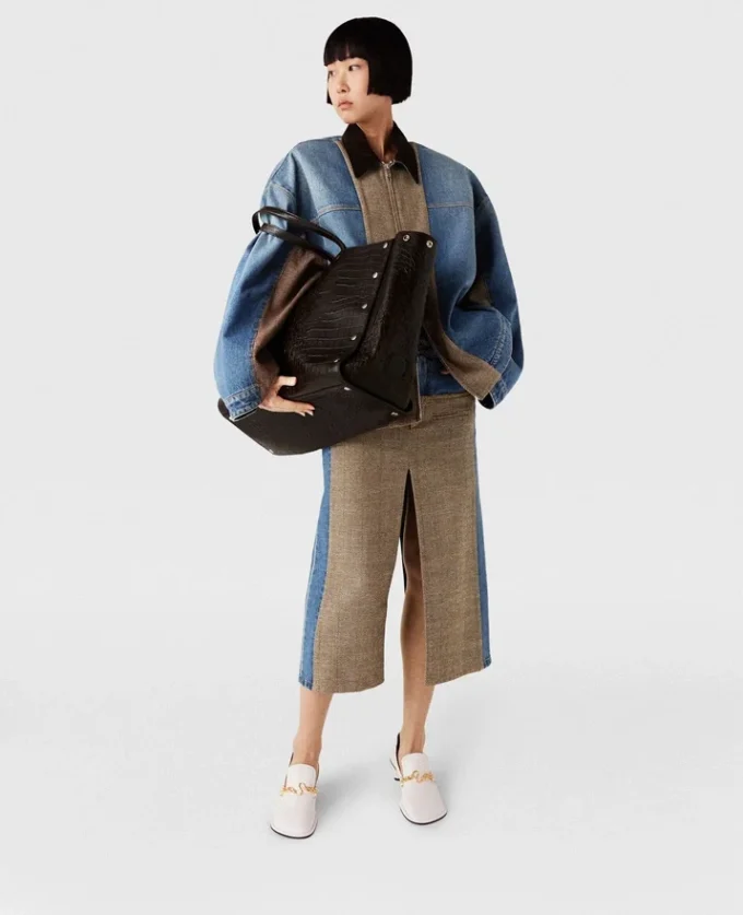 Borsa tote grande Stella Studs con stampa cocco Borsa tote grande Stella Studs con stampa cocco