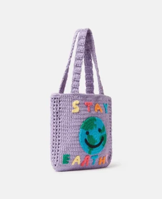 Borsa tote in maglia con grafica Stay Earthy