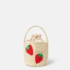 Borsa tote in paglia ricamata con fragole Borsa tote in paglia ricamata con fragole
