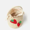 Borsa tote in paglia ricamata con fragole Borsa tote in paglia ricamata con fragole