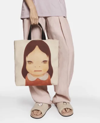 Borsa tote in tela di cotone con stampa Twins I