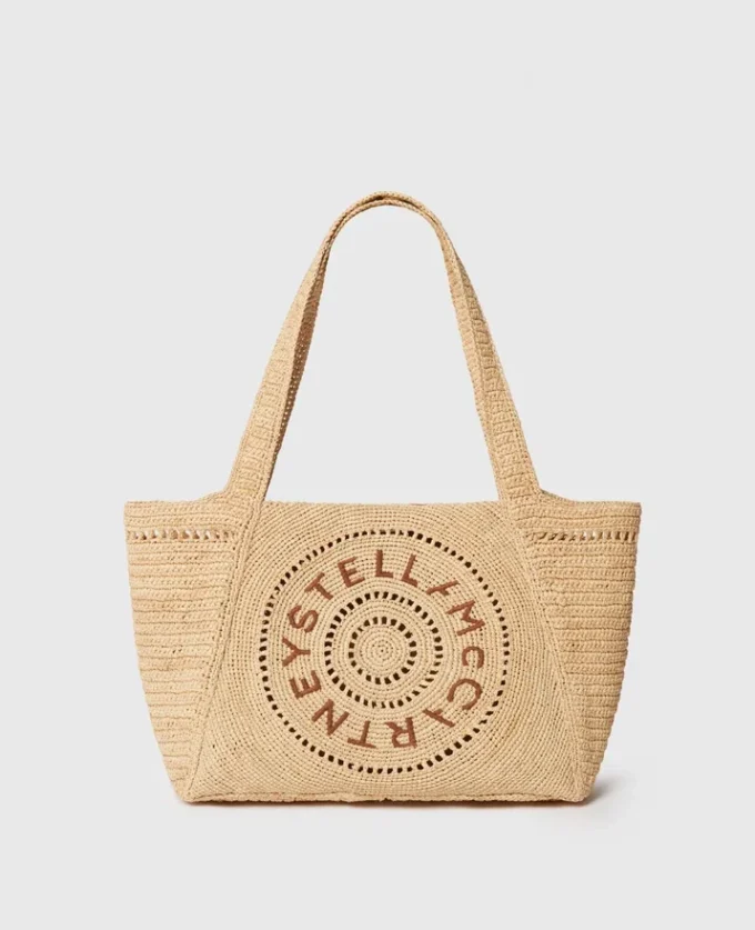 Borsa tote media in rafia con logo Borsa tote media in rafia con logo