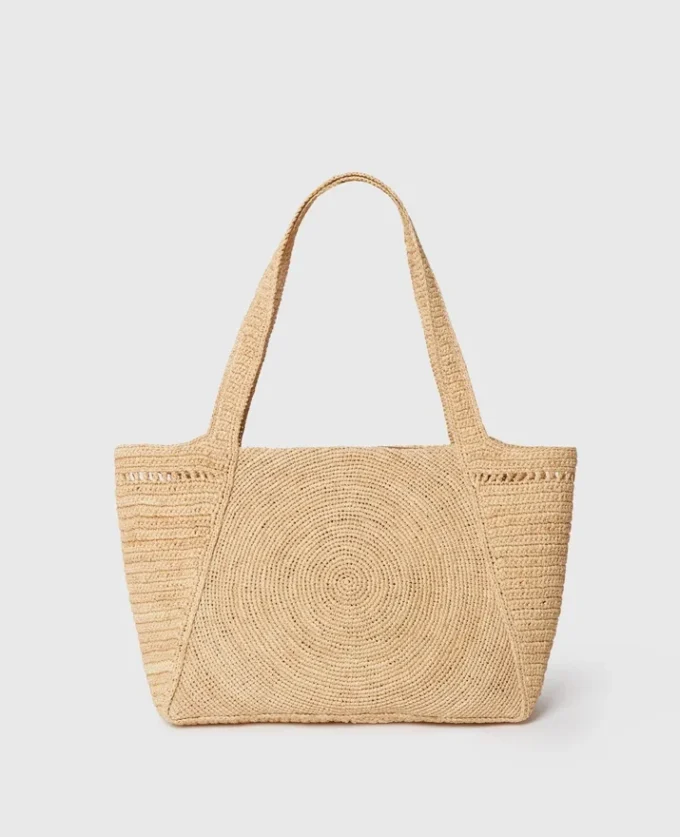 Borsa tote media in rafia con logo Borsa tote media in rafia con logo