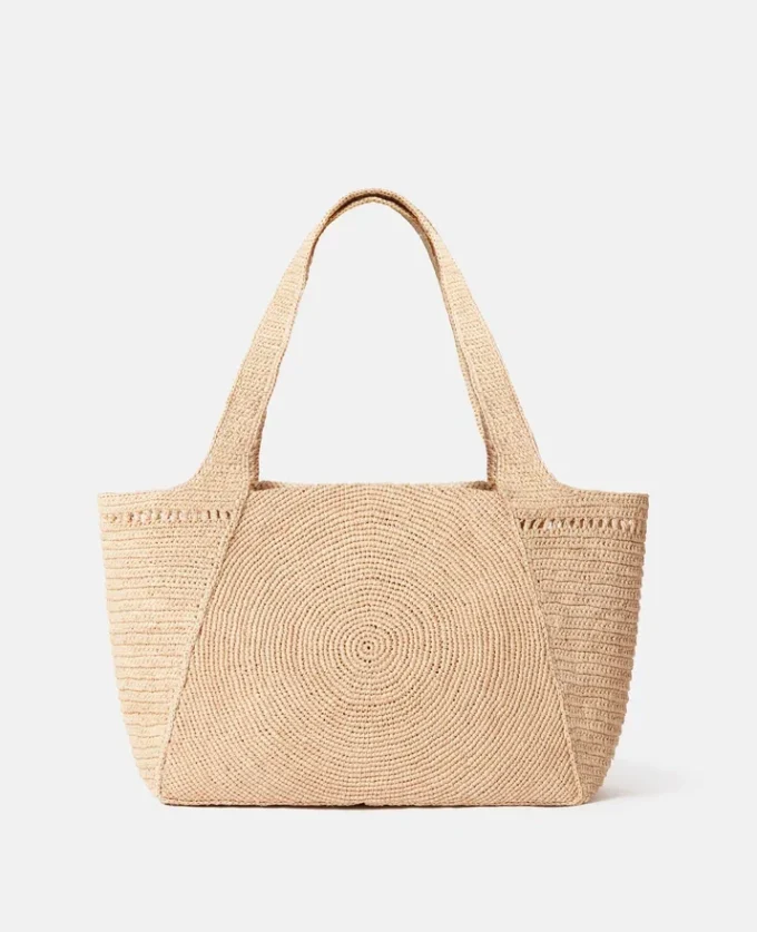 Borsa tote media in rafia con logo Borsa tote media in rafia con logo