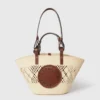 Borsa tote media Logo Raffia Crochet Borsa tote media Logo Raffia Crochet
