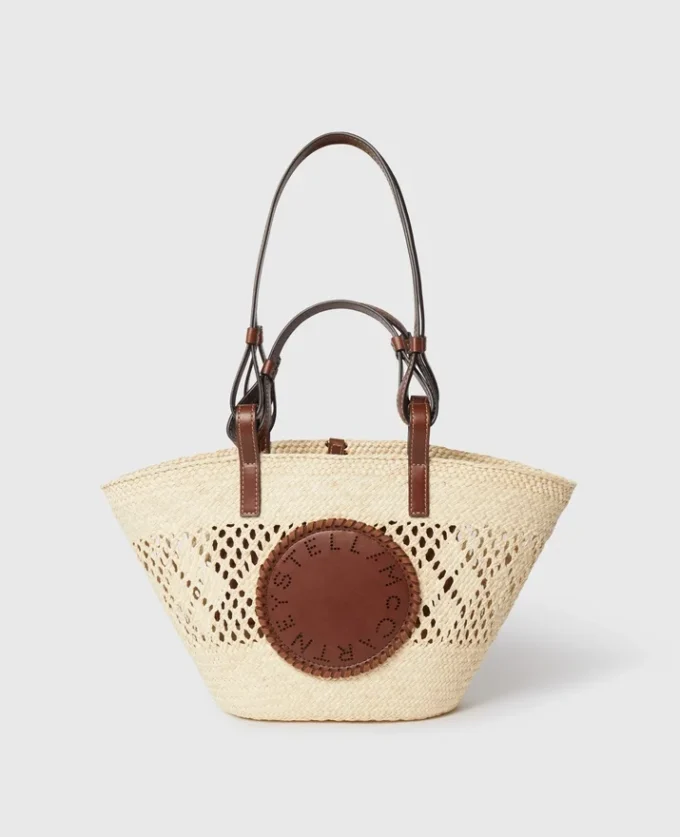 Borsa tote media Logo Raffia Crochet Borsa tote media Logo Raffia Crochet