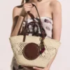 Borsa tote media Logo Raffia Crochet Borsa tote media Logo Raffia Crochet