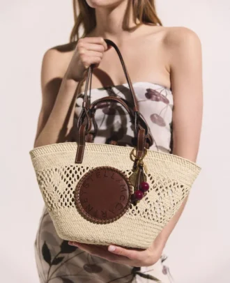 Borsa tote media Logo Raffia Crochet