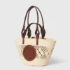 Borsa tote media Logo Raffia Crochet Borsa tote media Logo Raffia Crochet