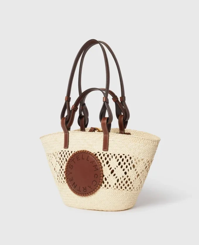 Borsa tote media Logo Raffia Crochet Borsa tote media Logo Raffia Crochet