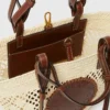 Borsa tote media Logo Raffia Crochet Borsa tote media Logo Raffia Crochet