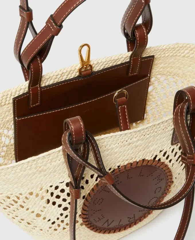 Borsa tote media Logo Raffia Crochet Borsa tote media Logo Raffia Crochet